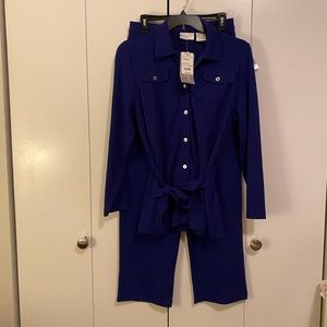 NWT Worthington Retro Royal Blue Knit Comfy Pantsuit